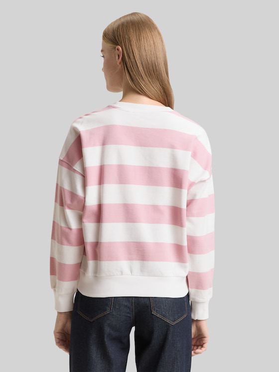 Loose fit sweatshirt - soft rose white stripe