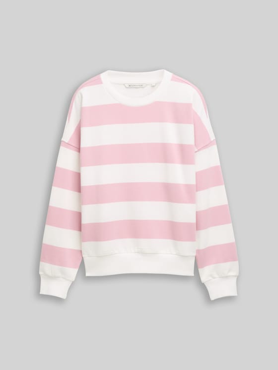 Loose fit sweatshirt - soft rose white stripe