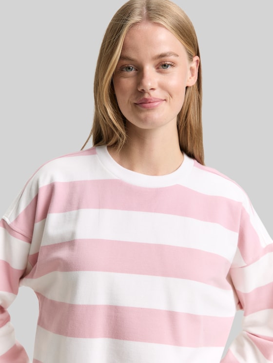 Loose fit sweatshirt - soft rose white stripe