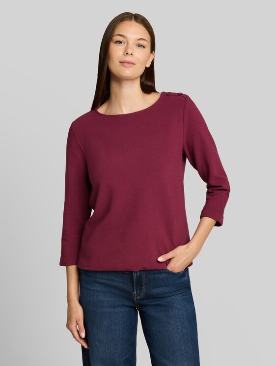 Long-sleeved top with button details - Preppy Plum