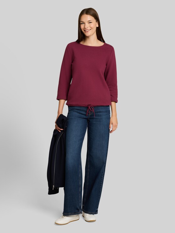 Long-sleeved top with button details - Preppy Plum