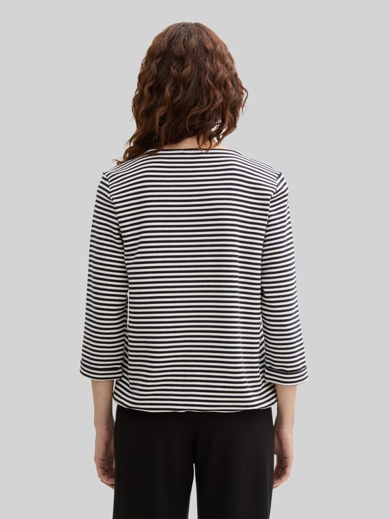 Long-sleeved top with button details - offwhite navy regular stripe