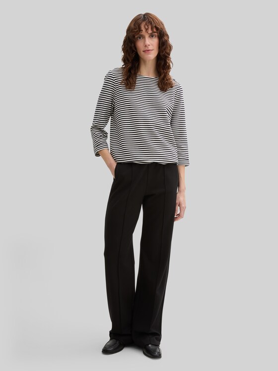 Long-sleeved top with button details - offwhite navy regular stripe