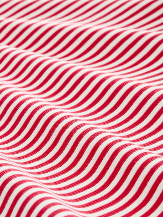 Long-sleeved top with button details - red offwhite regular stripe