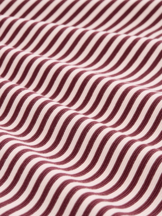 Long-sleeved top with button details - light pink preppy plum stripe