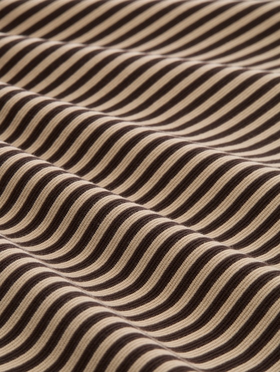 Long-sleeved top with button details - dark brown beige stripe