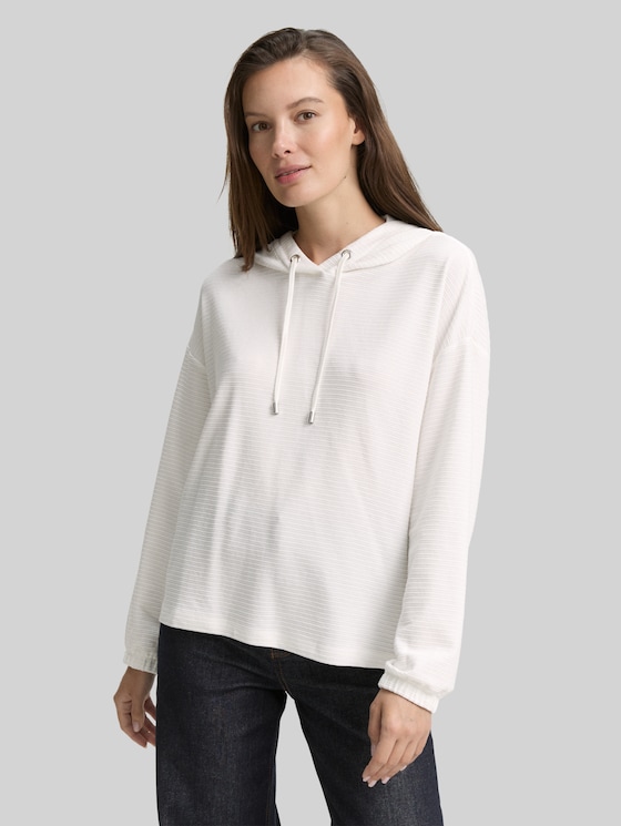 Long-sleeved top with a hood - Whisper White
