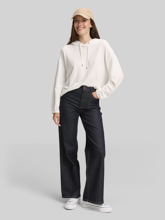 Long-sleeved top with a hood - Whisper White