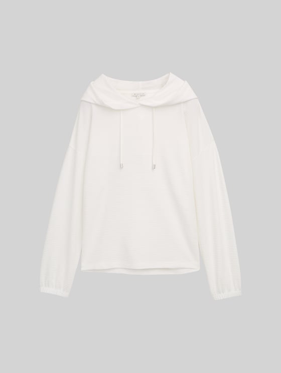Long-sleeved top with a hood - Whisper White