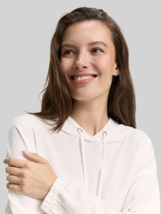 Long-sleeved top with a hood - Whisper White