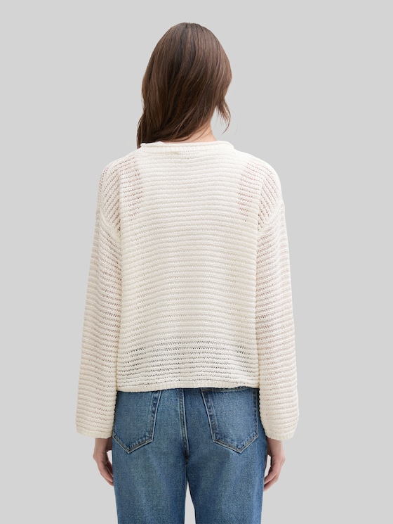 Jumper with lace pattern - off white