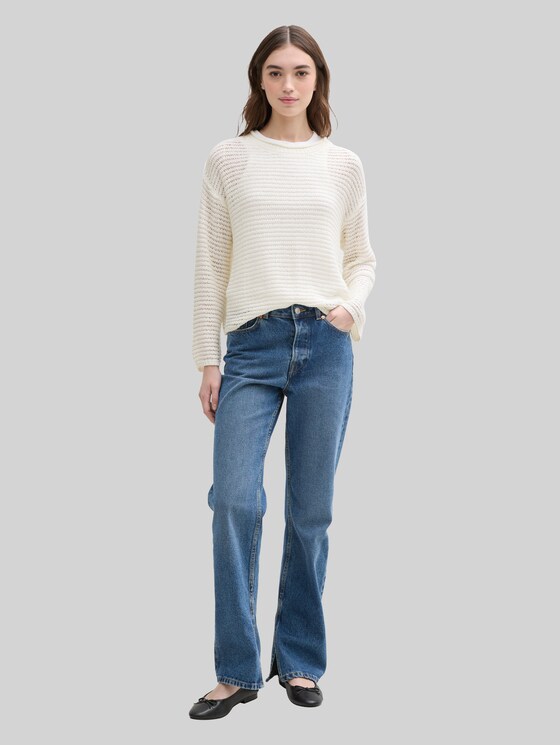 Jumper with lace pattern - off white