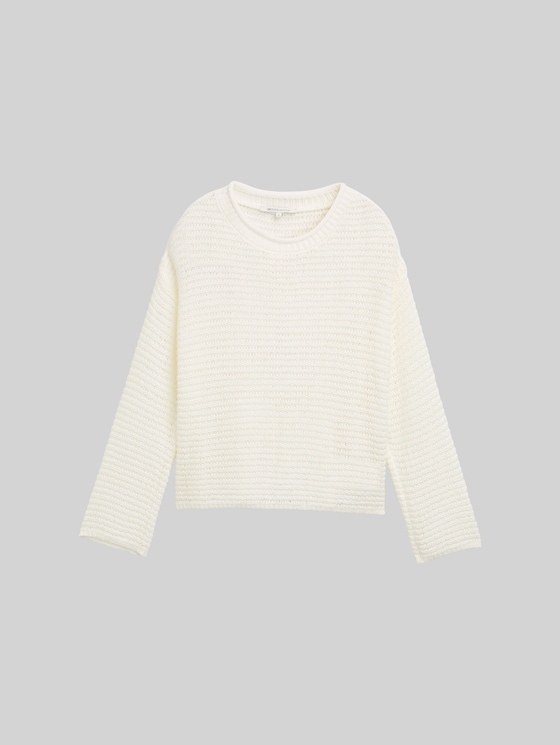 Jumper with lace pattern - off white