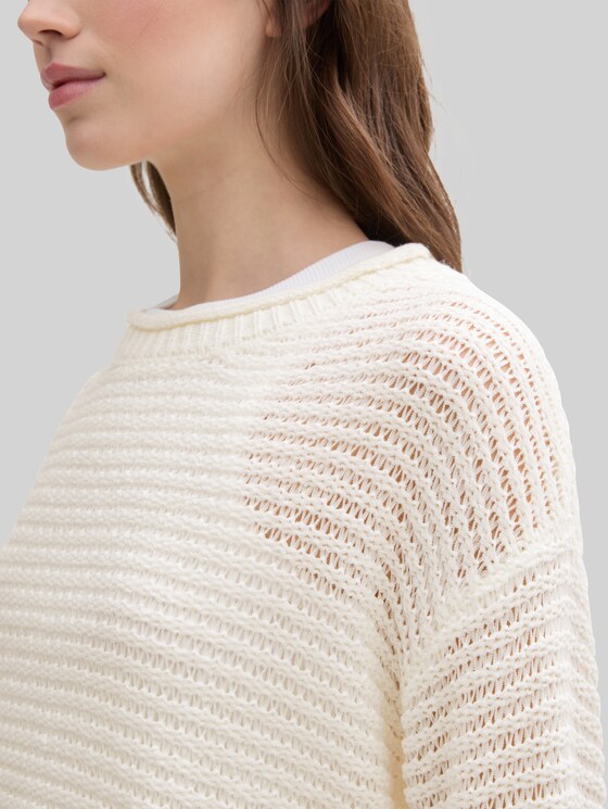 Jumper with lace pattern - off white