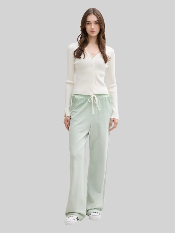 Ribbed cardigan with sleeve slits - off white
