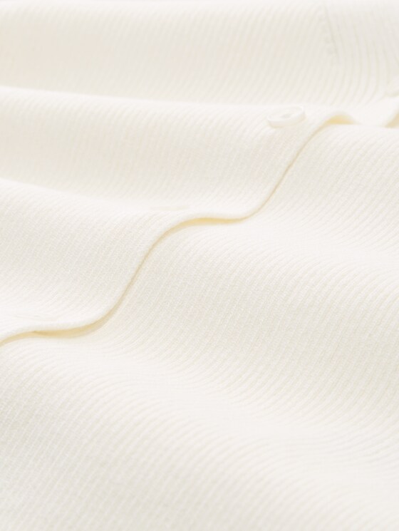 Ribbed cardigan with sleeve slits - off white