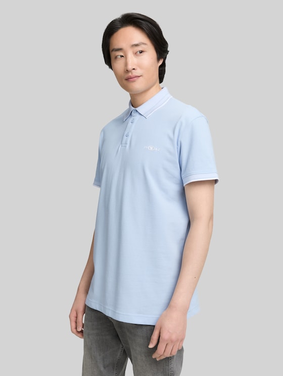 Piqué polo shirt with stretch - Light Metal Blue