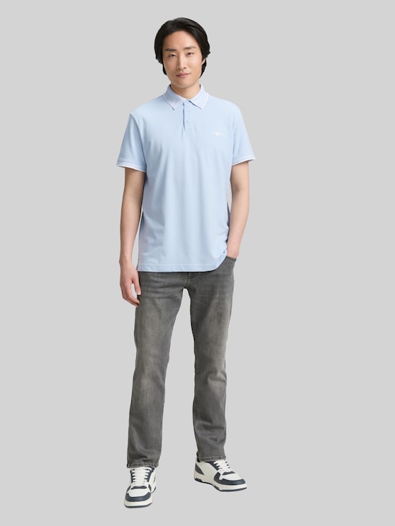 Piqué polo shirt with stretch - Light Metal Blue