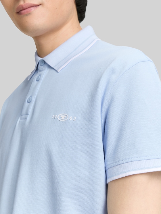 Piqué polo shirt with stretch - Light Metal Blue