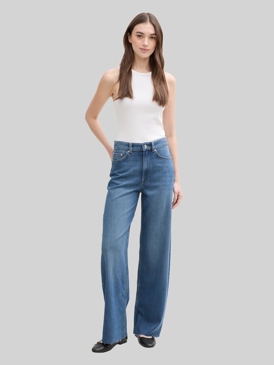 TTLINOU WIDE jeans - Clean Mid Stone Blue Denim