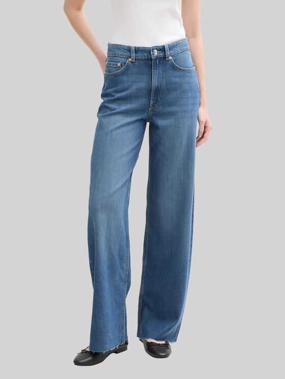 TTLINOU WIDE jeans - Clean Mid Stone Blue Denim