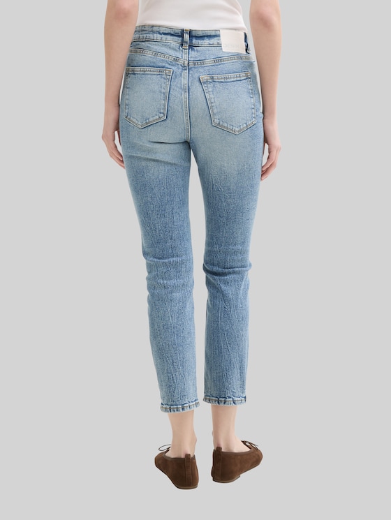 TTLOTTE slim straight jeans with high waist - Used Mid Stone Blue Denim