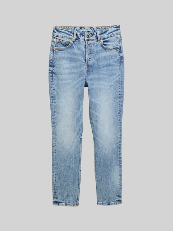 TTLOTTE slim straight jeans with high waist - Used Mid Stone Blue Denim