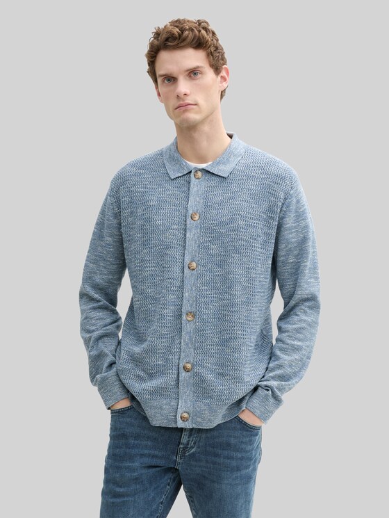 Cardigan with Kent collar - mystical blue multicolor