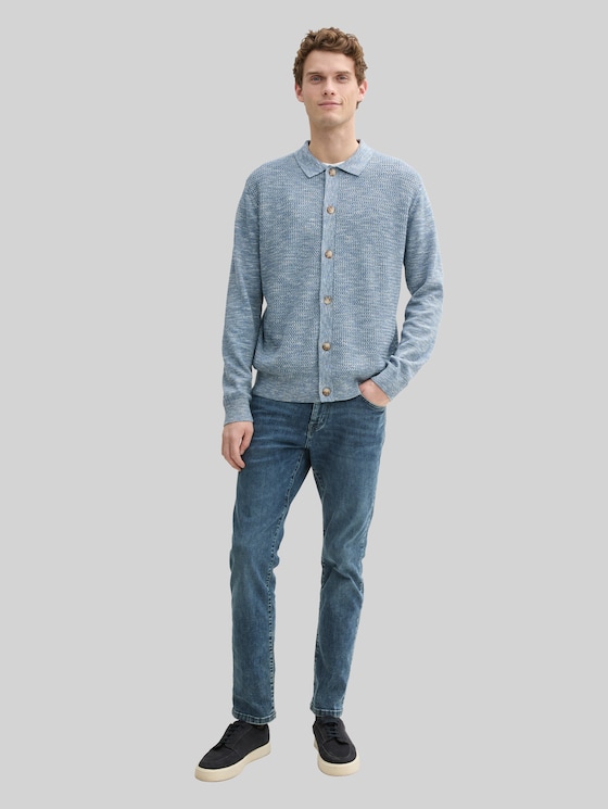 Cardigan with Kent collar - mystical blue multicolor