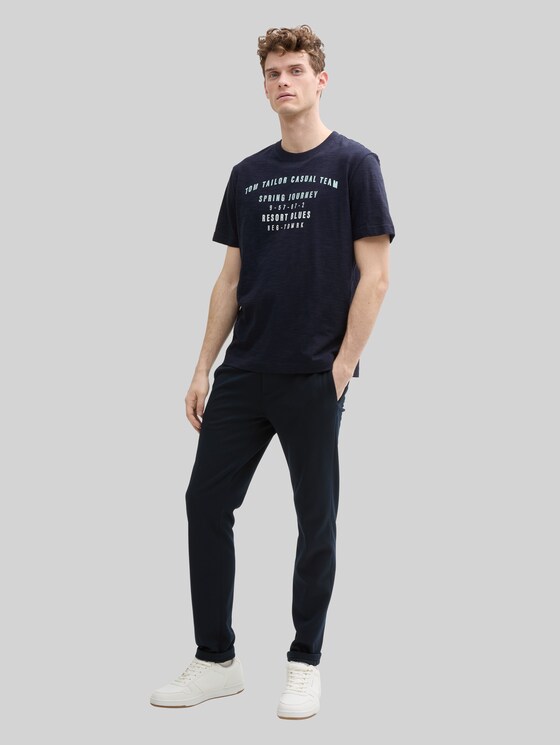Cotton T-shirt with print - sky captain blue