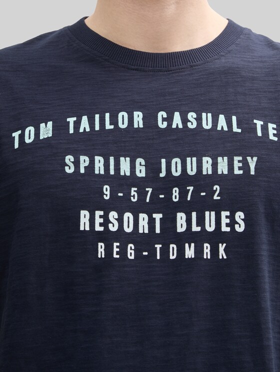 Cotton T-shirt with print - sky captain blue
