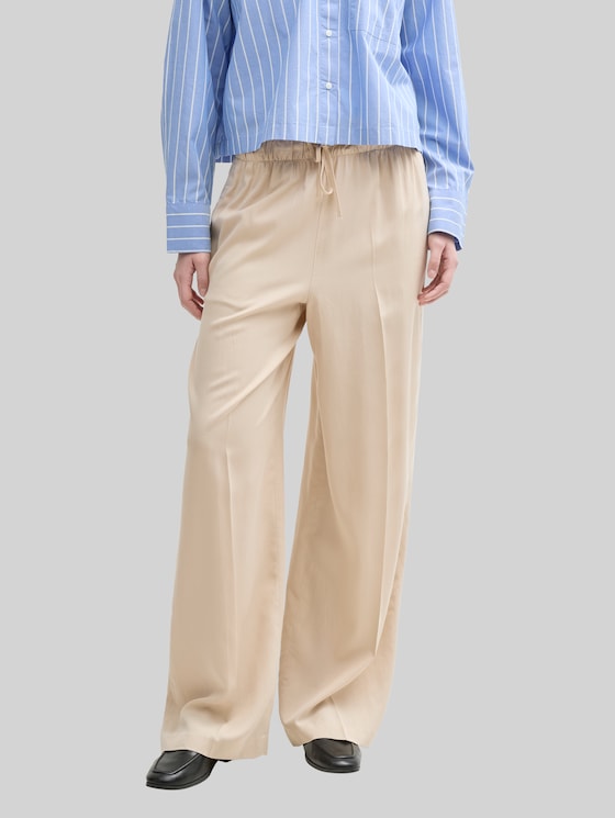 Wide Leg Paperpag Trousers - Light Breeze