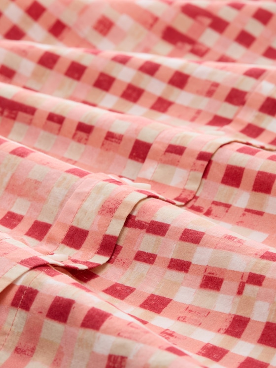 Plus Size – Patterned Blouse - berry red check design