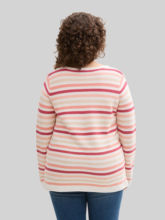 Plus - Knitted sweater with organic cotton - peachy knit stripe design