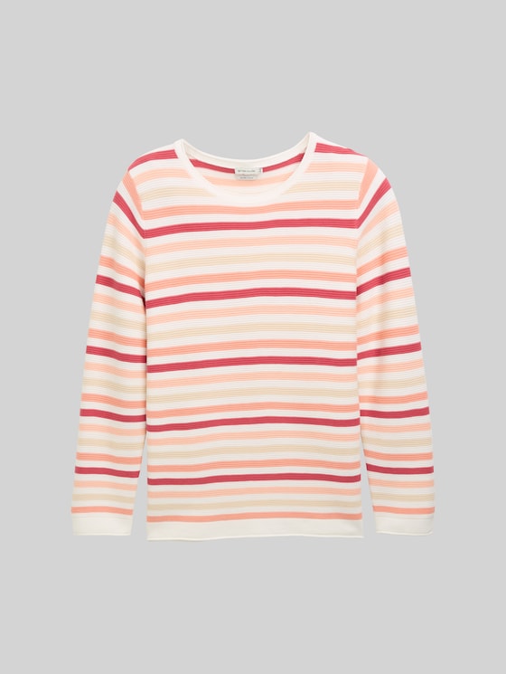 Plus - Knitted sweater with organic cotton - peachy knit stripe design