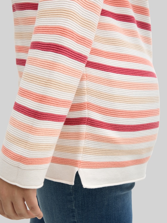 Plus - Knitted sweater with organic cotton - peachy knit stripe design