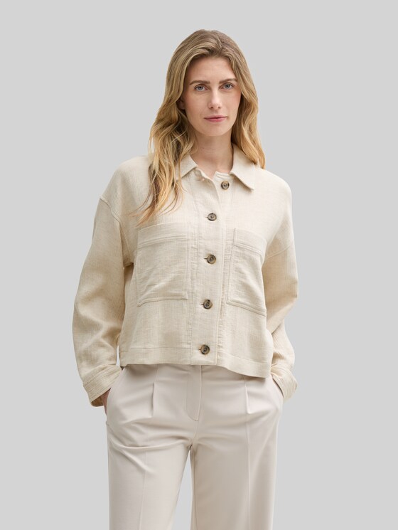Oversized jacket with linen - champagne