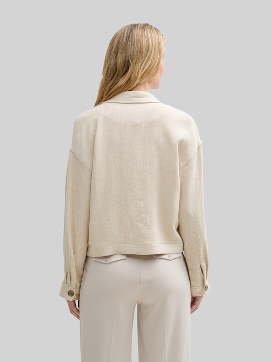 Oversized jacket with linen - champagne