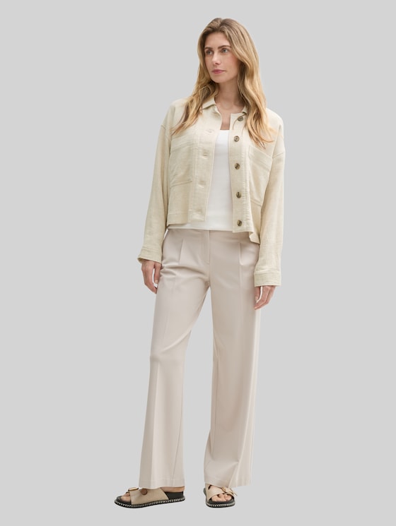 Oversized jacket with linen - champagne