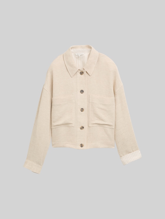 Oversized jacket with linen - champagne