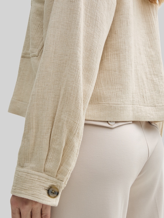 Oversized jacket with linen - champagne