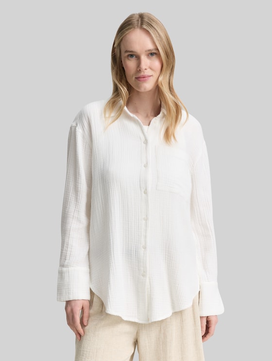 Oversize muslin shirt blouse - Whisper White