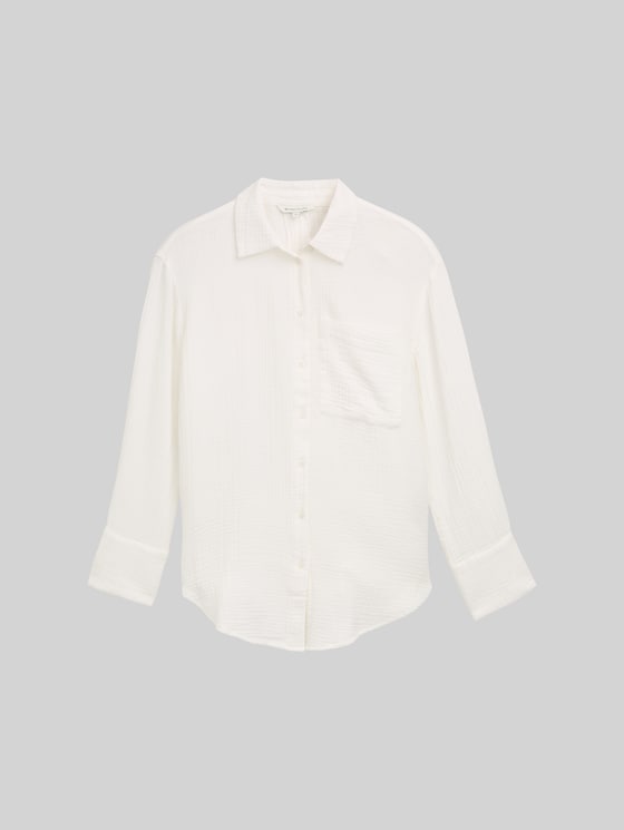 Oversize muslin shirt blouse - Whisper White