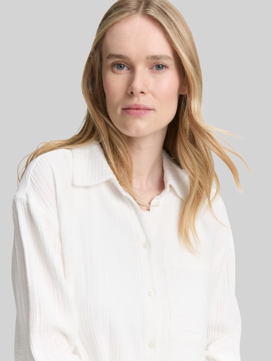 Oversize muslin shirt blouse - Whisper White