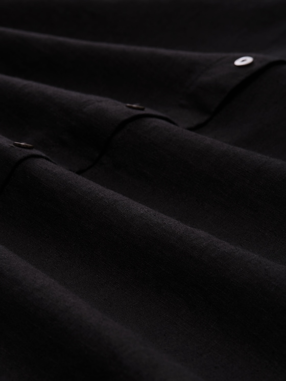 Loose fit blouse with linen blend - deep black