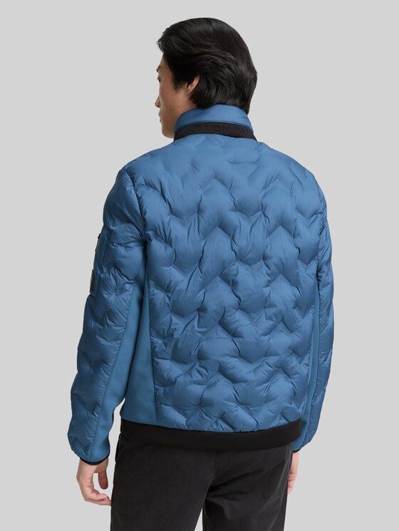 Hybrid lightweight quilted jacket with stowable hood - real teal blue