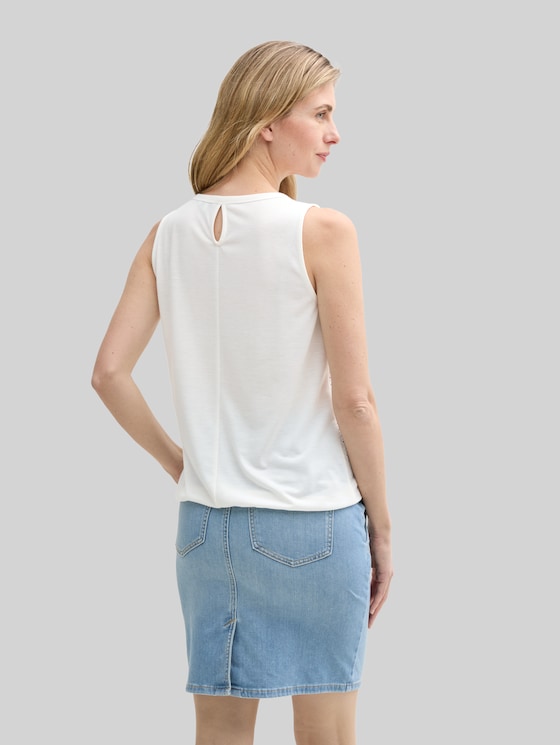 Mixed-fabric openwork top - Whisper White