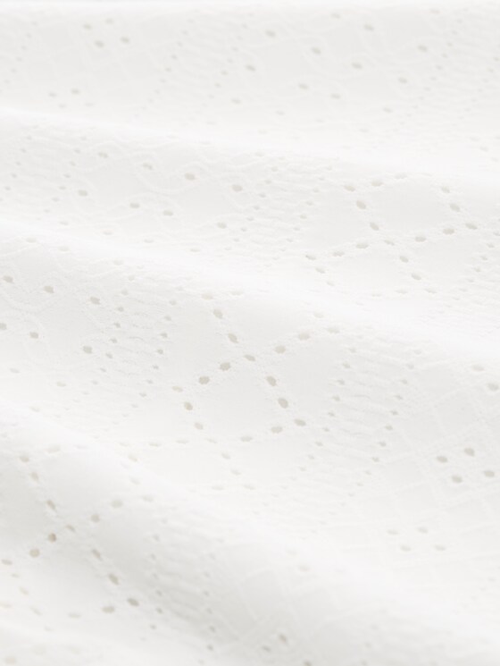 Mixed-fabric openwork top - Whisper White