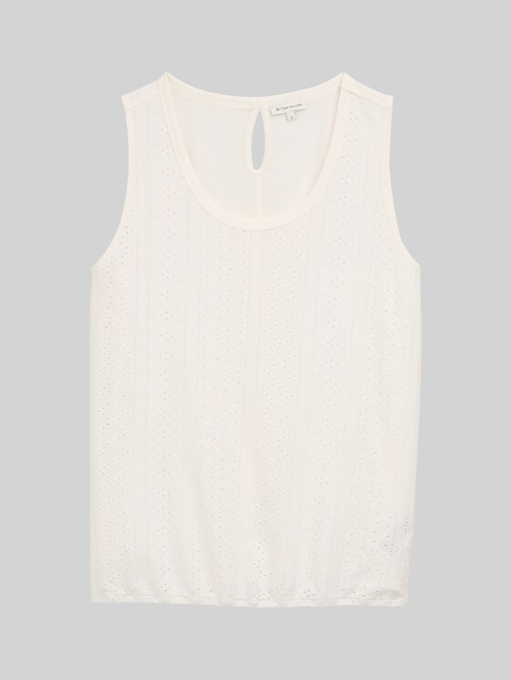 Mixed-fabric openwork top - Whisper White
