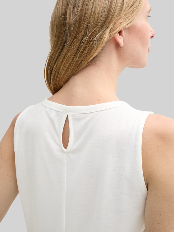 Mixed-fabric openwork top - Whisper White